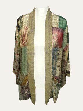 NWT YOUNG THREADS Patchwork Open Jacket Size:Sm